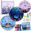 ETSPIL Beginner Embroidery Kit for Teens & Adults - 3-Pack, 19 Stitches, Pre-Stamped Patterns, Needle Minder, 7.8-Inch Hoop, Threads & Needles, Guide & Video - DIY Craft Gift for Women