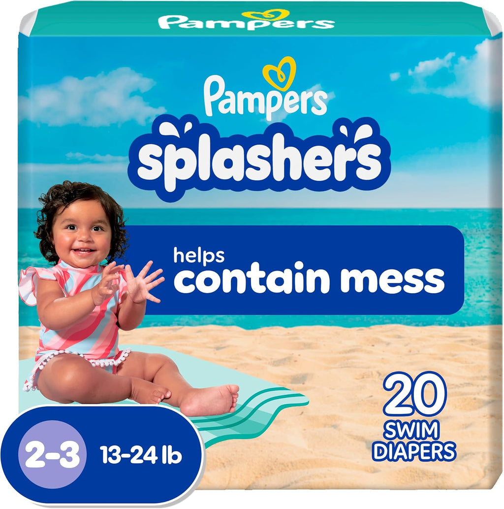 Pañales de natación Pampers Splashers, talla 2-3, pañales desechables para bebés, 1 paquete (20 unidades)