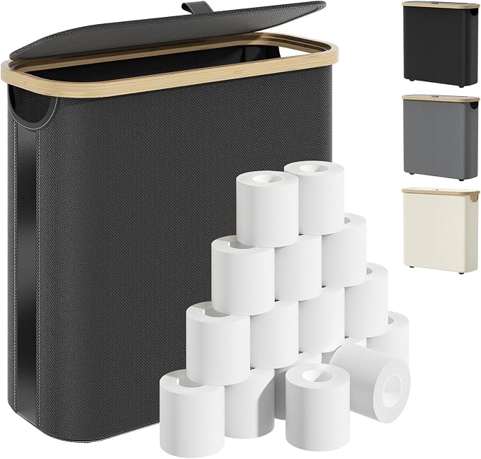⚠️IMPORTANTE: tiene una parte descocida no afecta su funcionamiento ver fotos - Cesta de almacenamiento de papel higiénico con tapa y asa, organizador plegable de papel higiénico para baño, soporte de papel higiénico de gran capacidad