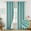 Melodieux Teal Linen Blackout Curtains 96 Inches Long, Thermal Insulated Grommet Curtains for Living Room Bedroom, Farmhouse Burlap Textured Room Darkening Privacy Lined Drapes 52x96 inch, 2 Panels