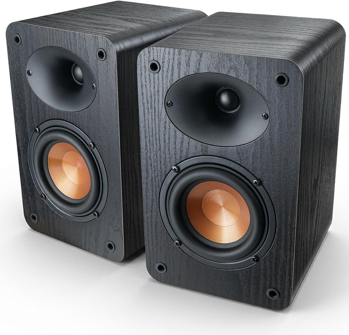 Altavoces de estantería pasivos RIOWOIS para tocadiscos, altavoces estéreo de 80 W de potencia máxima con tweeter de bocina de cúpula de seda, woofer de 4" y 4" para sonido envolvente de cine en casa, se requiere receptor o amplificador.