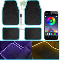 Tapetes de Auto Suaves con Tira LED | Ajuste Universal Negro | Luz Interior Controlada por App | Antideslizantes e Impermeables RGB | Para SUV, Camionetas y Sedanes