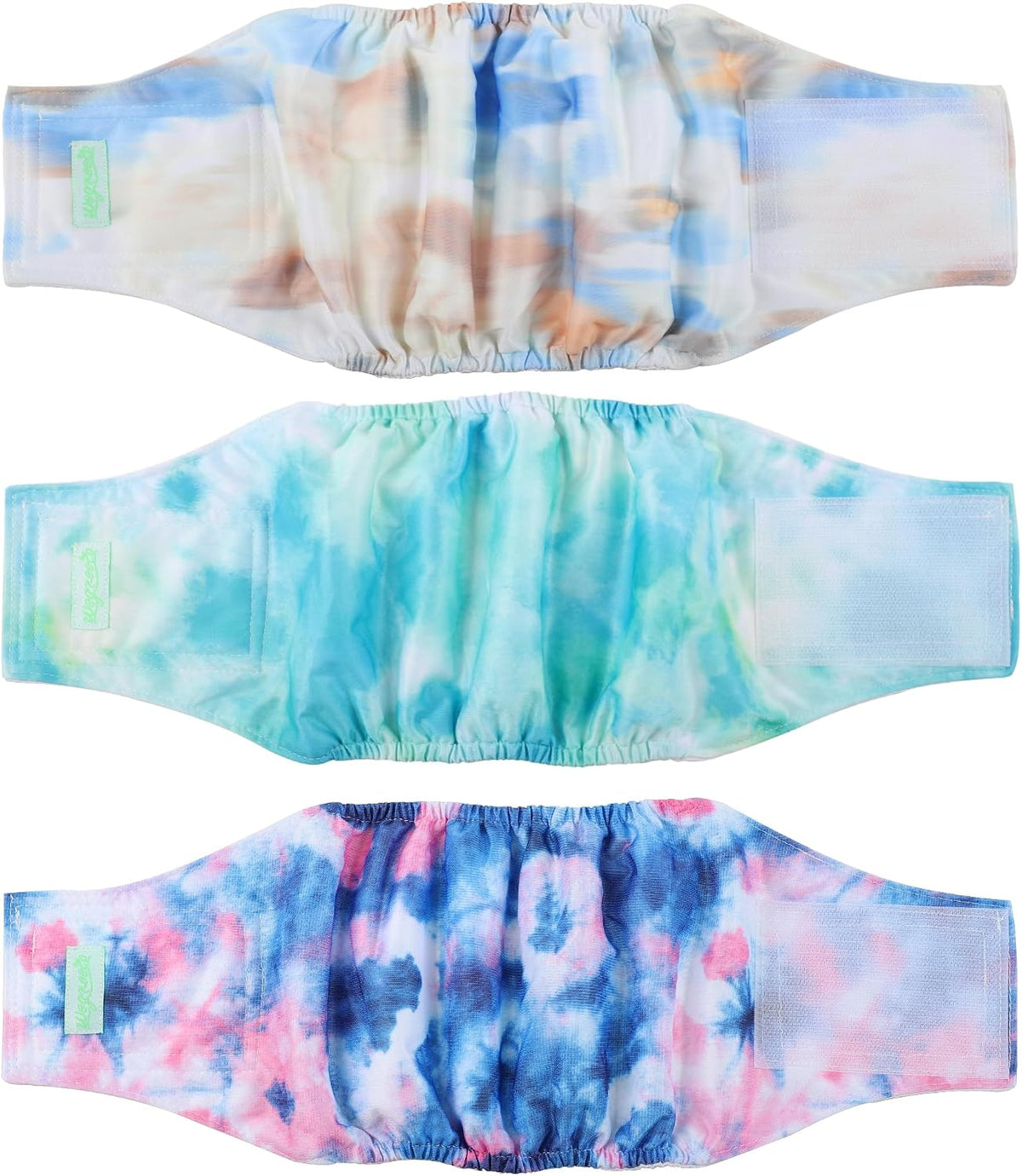 wegreeco Faja Lavable para Perro Macho | Paquete de 3, Panales Reutilizables con Estampado | Banda Abdominal, Tie-Dye Cielo, Grande