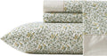 Laura Ashley - Juego de sábanas tamaño Queen, ropa de cama de algodón percal transpirable con bolsillos profundos, decoración elegante para el hogar, certificado Oeko-Tex
