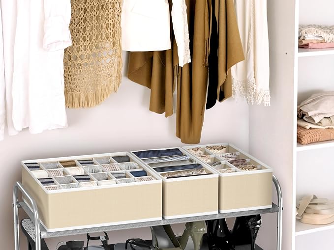 Set de 6 Piezas (2 Grandes + 4 Pequeñas) Simple Houseware Organizador de Ropa Interior para Armario Divisor de Cajón Surtido – Falta 1 Pieza Divisora