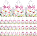 Moinchore 30 Bolsas de Regalo de Papel con Diseño de Flores Silvestres, Paquete de 5.5 x 4.7 x 2.5 pulgadas, Mini Bolsas Florales con Asas, Lazo y Cinta para Regalos de Primavera, Verano, Cumpleaños, Bodas, Hogar, Despedida de Soltera y Jardinería