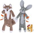 HGB Juguetes para Perro sin Relleno para Masticadores Agresivos | Peluches con Chillido y Crujido para Mantenerlos Ocupados, Denticion de Cachorros, Conejo y Zorro
