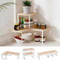 Organizador de Esquina Golener para Cocina y Baño | Estante Esquinero de 2 Niveles Apilable y Ajustable | para Especias y Café | Beige Natural