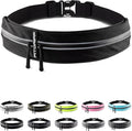 Cinturón deportivo Fitgriff® para hombre y mujer: bolsa segura para llevar el teléfono, las llaves y otros objetos esenciales durante el ejercicio. Compatible con todos los teléfonos móviles (negro, talla de cintura: 85-120 cm).