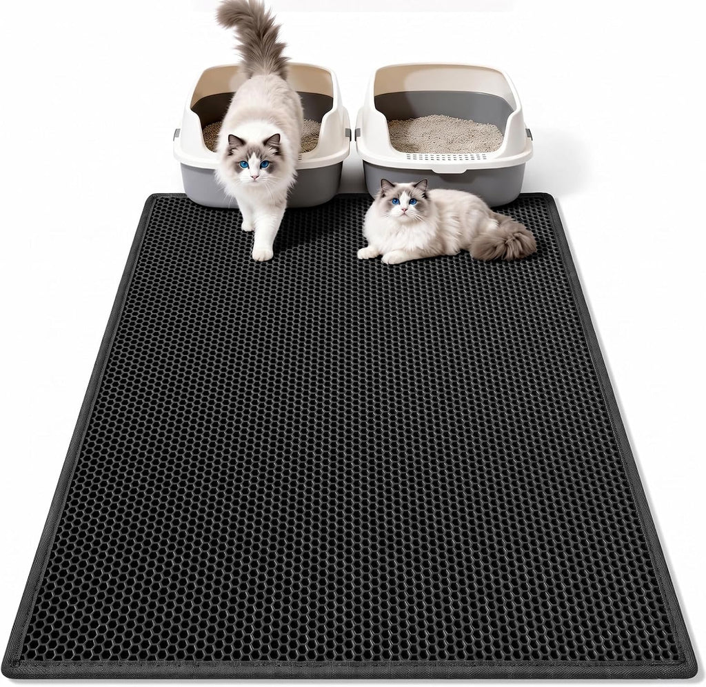 USADO-Tapete Atrapa Arena Pieviev para Gato | Doble Capa Impermeable a Prueba de Orina | 36x30 pulgadas | Negro | 1 Pieza