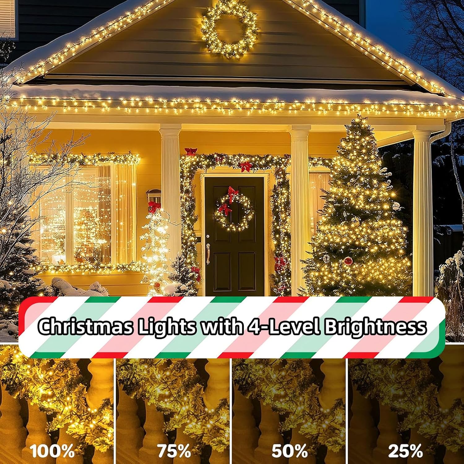 Luces LED Navideñas Ccinny 394FT 1200 LEDs — Luz Cálida con 8 Modos para Interiores y Exteriores