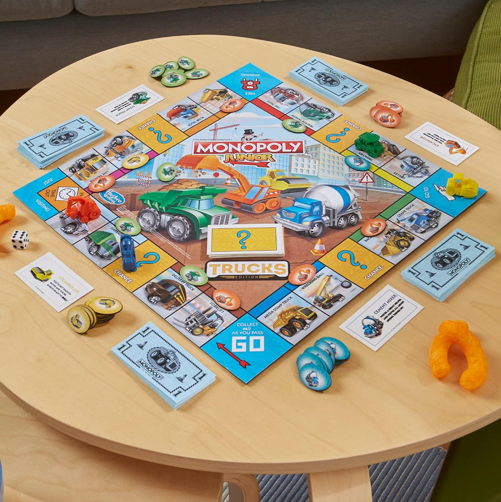 Monopoly Junior: Trucks Edition Board Game, Monopoly Game for Kids Ages 5+, Kids Board Games for 2-4 Players, Kids Games, Kids Gifts (Amazon Exclusive)