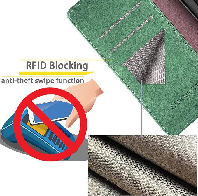 Funda Cartera SUANPOT para T-Mobile Revvl V+ 5G – Bloqueo RFID y Tarjetero de Piel Sintética