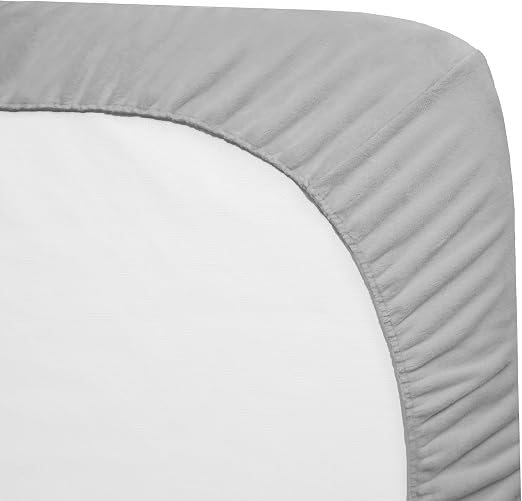 Sábana bajera ajustable N Play de 27 x 39 pulgadas, cálido y acogedor paquete de chenilla y sábana de juego, gris, para niños y niñas
