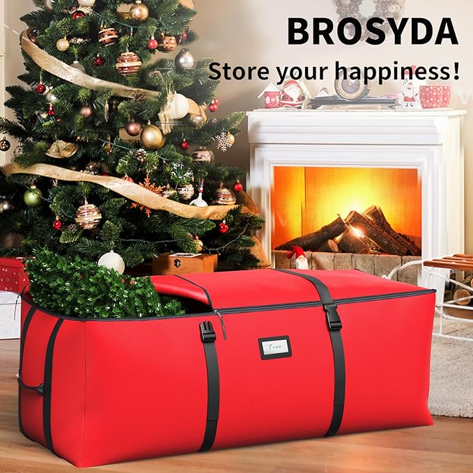Bolsa de almacenamiento para árbol de Navidad de 7.5 pies, se adapta a árboles de Navidad artificiales de hasta 7.5 pies, con doble cremallera y correas de hebilla, asas para fácil transporte
