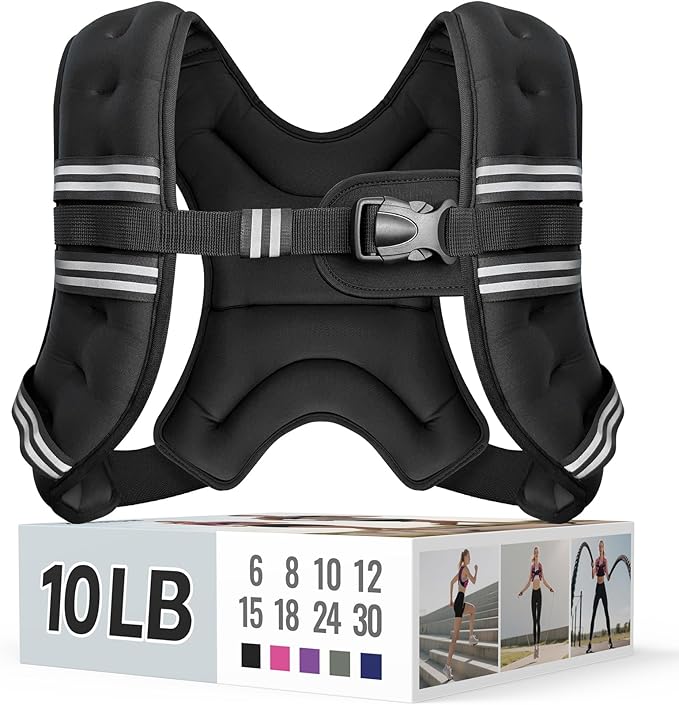 Chaleco con peso, 10 libras,  para hombres y mujeres, hebilla ajustable a rayas reflectantes, cómodo y duradero, chaleco para caminar, correr, entrenamiento de fuerza