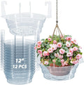 Paquete de 12 bandejas colectoras de agua para plantas, platillos transparentes de 12 pulgadas para macetas y macetas colgantes, accesorios de riego automático para interiores para cestas