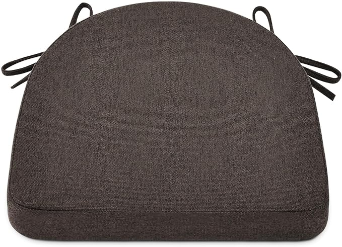 Cojines para Sillas de Comedor Shinnwa 17"x16.5" Marrón Oscuro | Antideslizantes con Lazos
