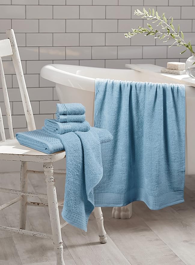 Set de Toallas GLAMBURG 100% Algodón | 6 Piezas | 2 Baño, 2 Mano, 2 Facetoallas | Absorbentes y Secado Rápido | Jade ⚠️ Ver Fotos - El Color Real