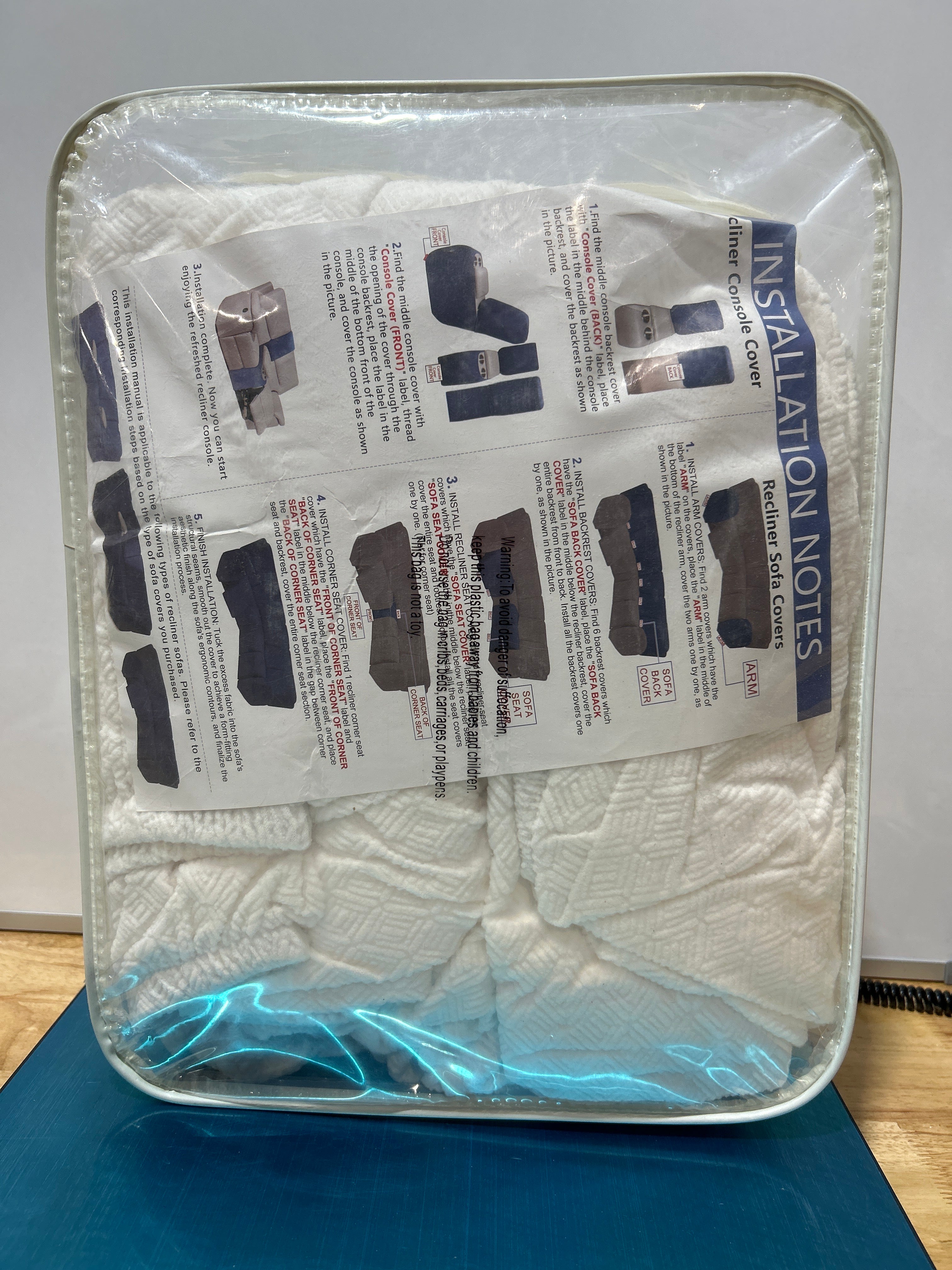 Fundas impermeables para sofás seccionales reclinables, lavables y en forma de L, elásticas y para perros (funda blanca para 5 plazas) 