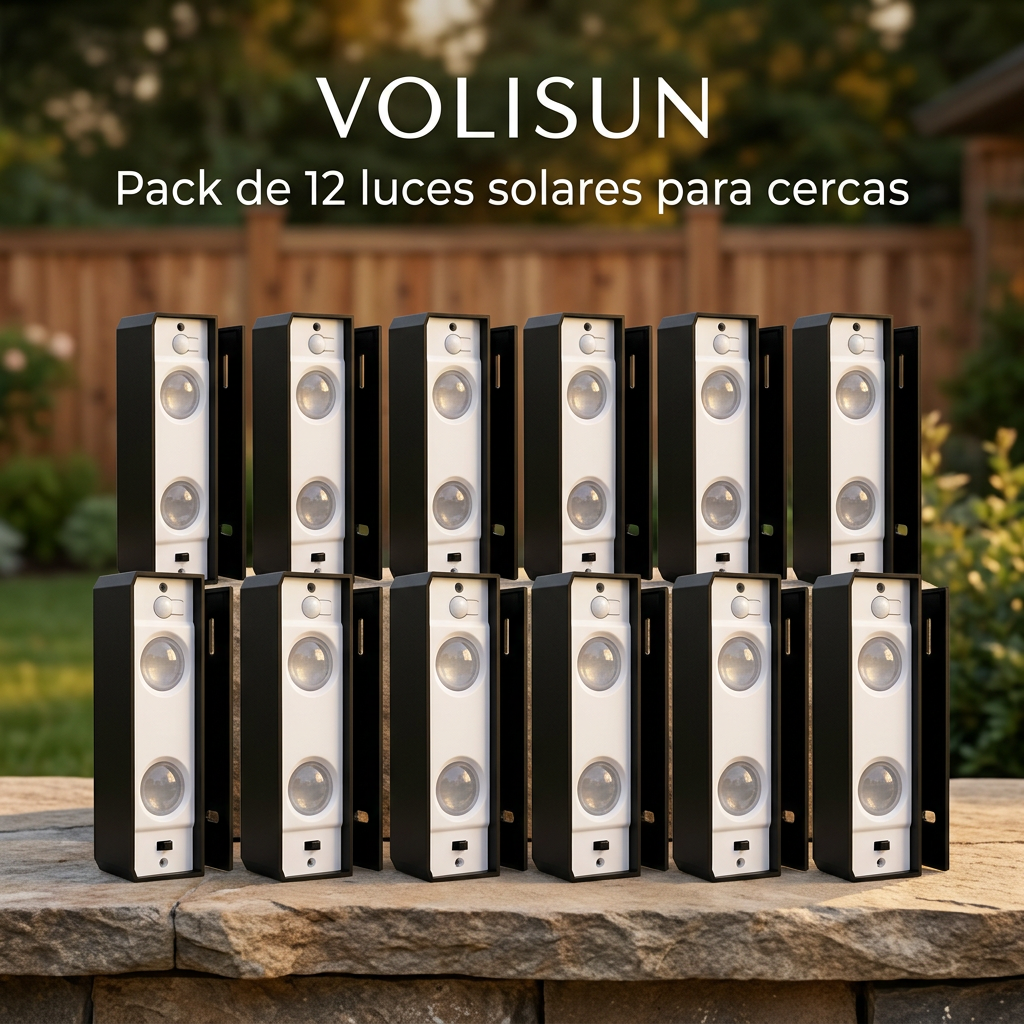 Luces solares VOLISUN para cercas, paquete de 12 para iluminar tus exteriores