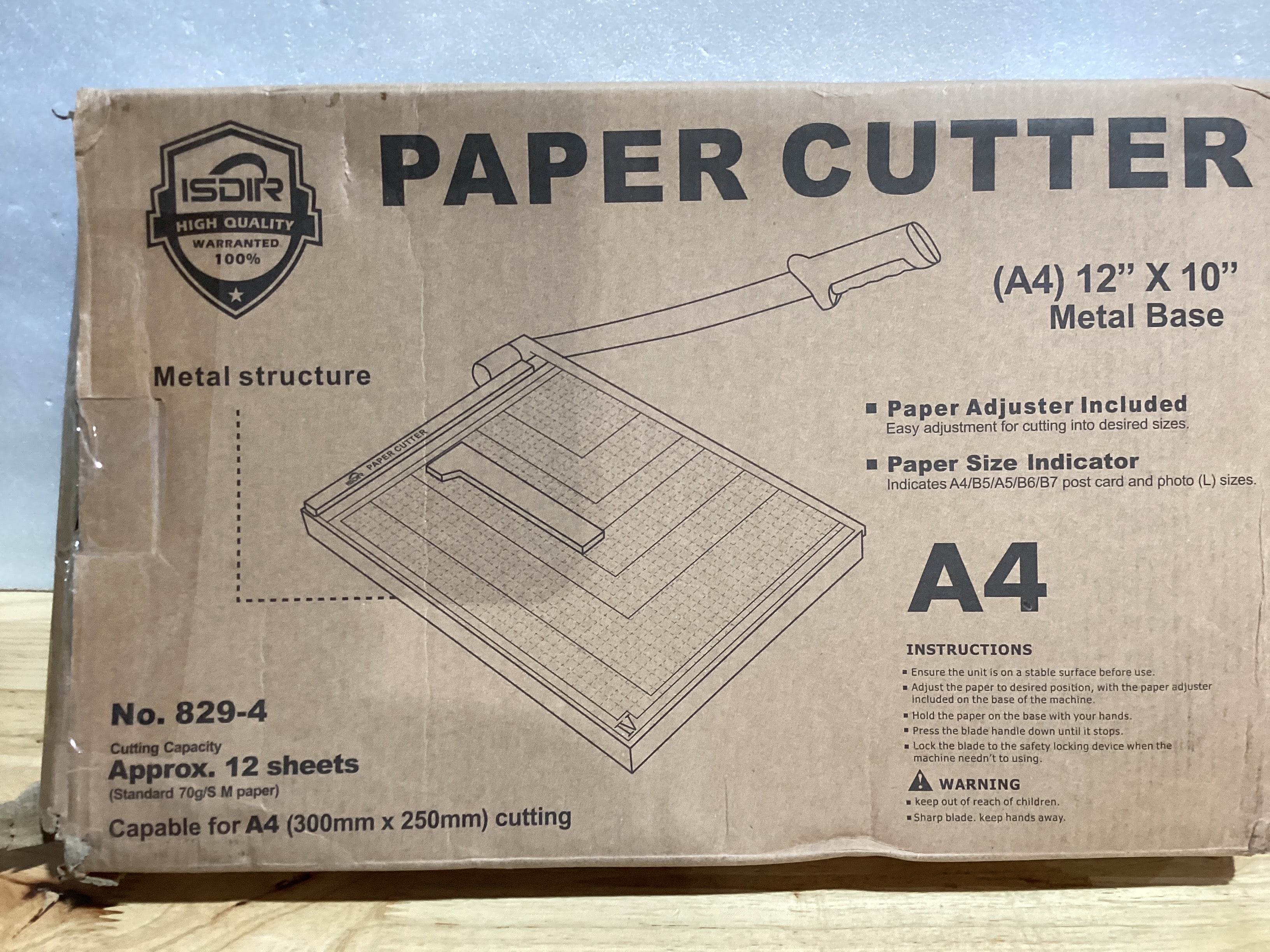 ISDIR Cortador de papel guillotina de 12 pulgadas con barra de presión integrada - Base de metal resistente, capacidad de 12 hojas, guía magnética y protector de seguridad - Recortadora de precisión