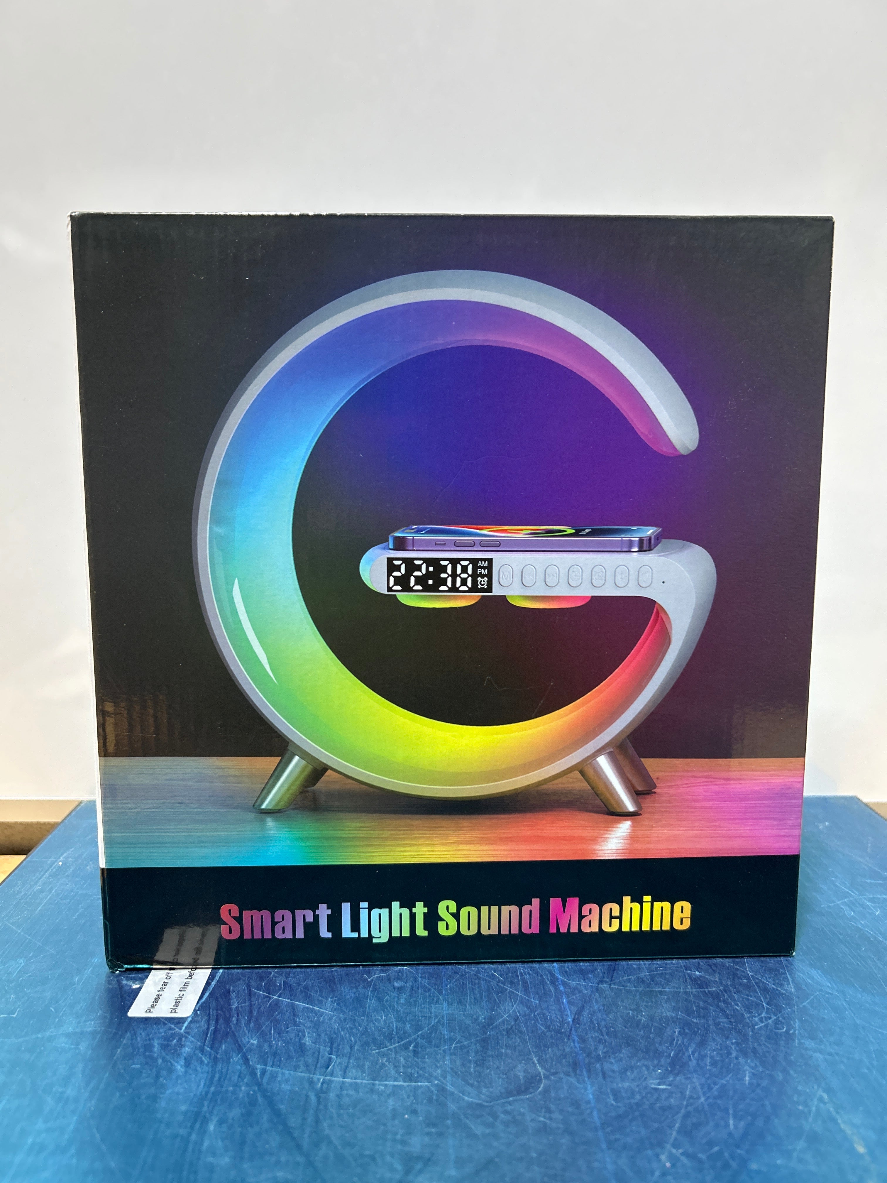 Lámpara con altavoz Bluetooth BKDRL con cargador inalámbrico, luz nocturna RGB, despertador y control por app - Blanco 