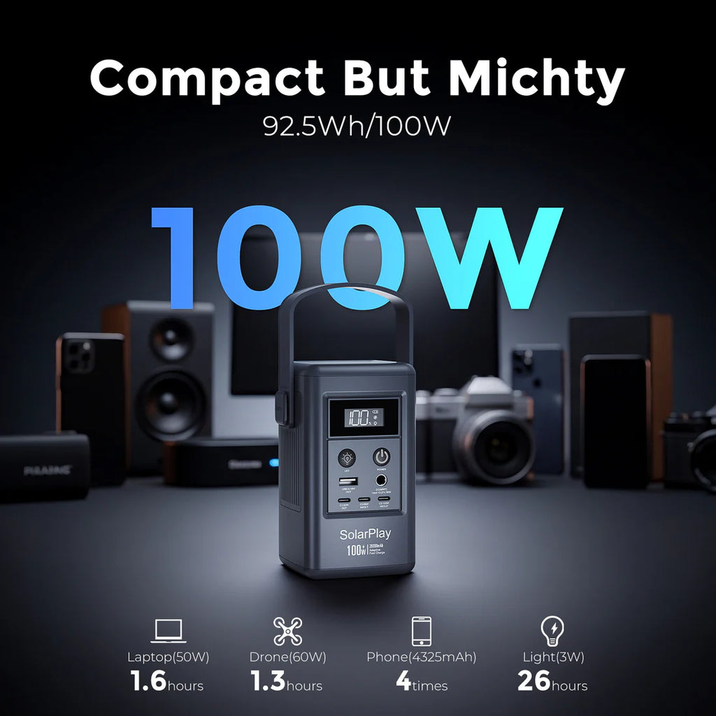 Estación de Energía Portátil SolarPlay Q100 – 100W / 92.5Wh