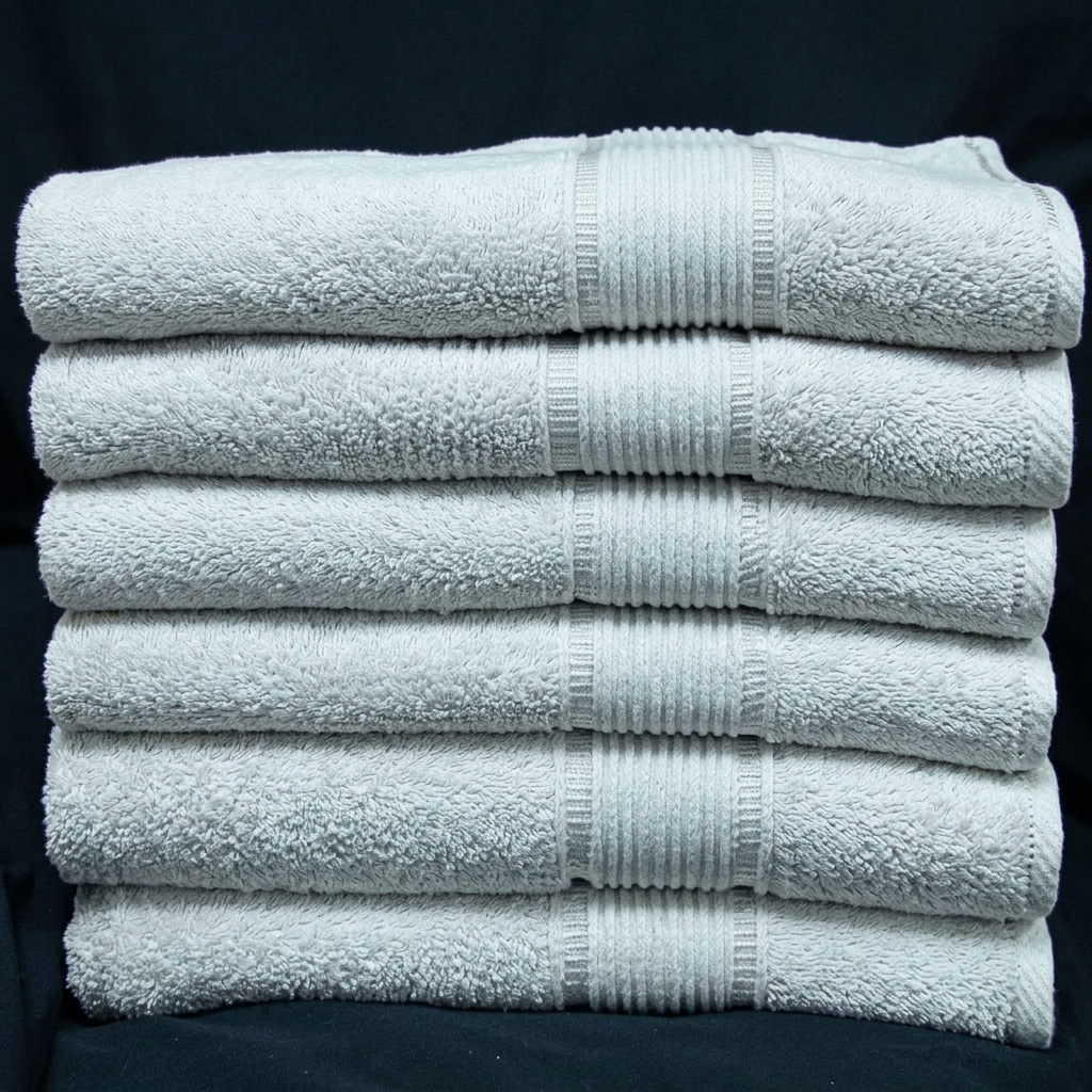 Pack de 6 toallas gris claro con franjas decorativas