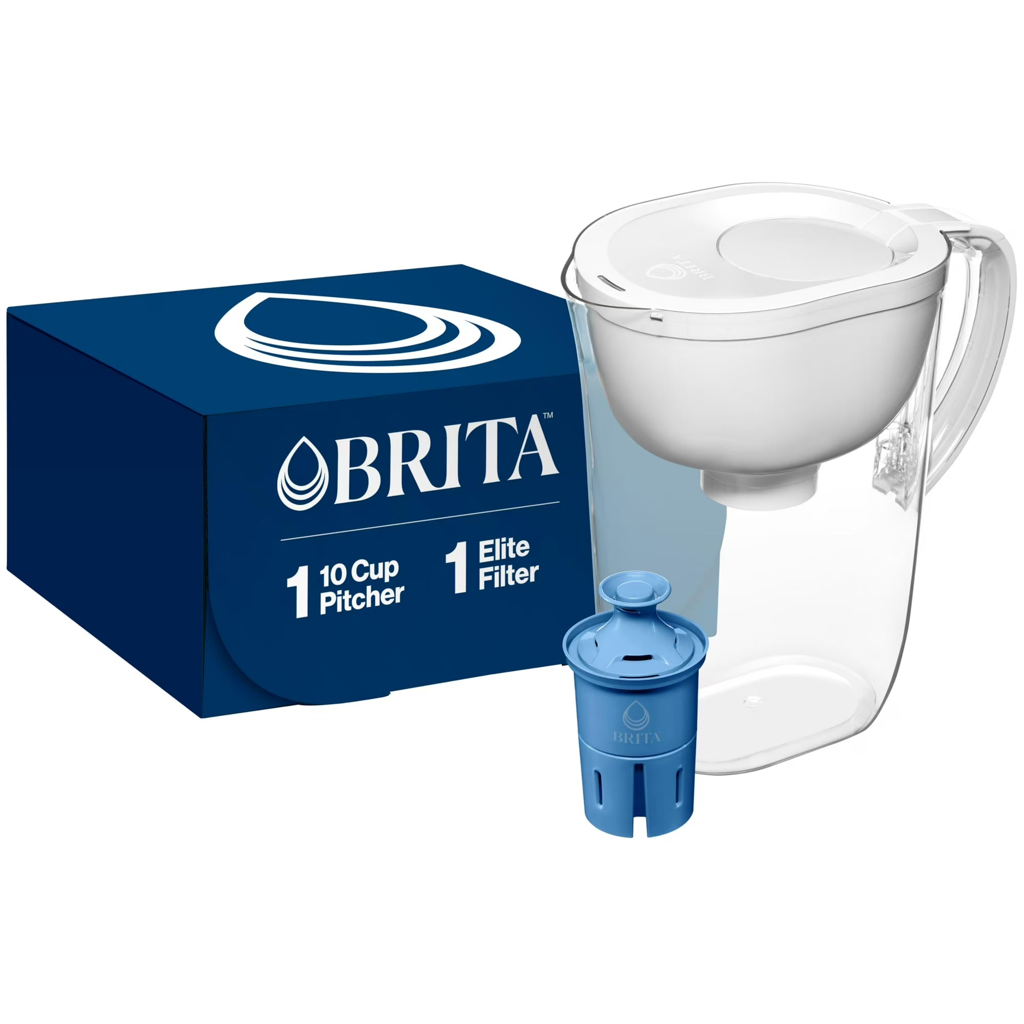 Jarra Filtradora Brita Everyday Elite – 10 Tazas, Elimina 99% del Plomo, Incluye 1 Filtro (Blanco)