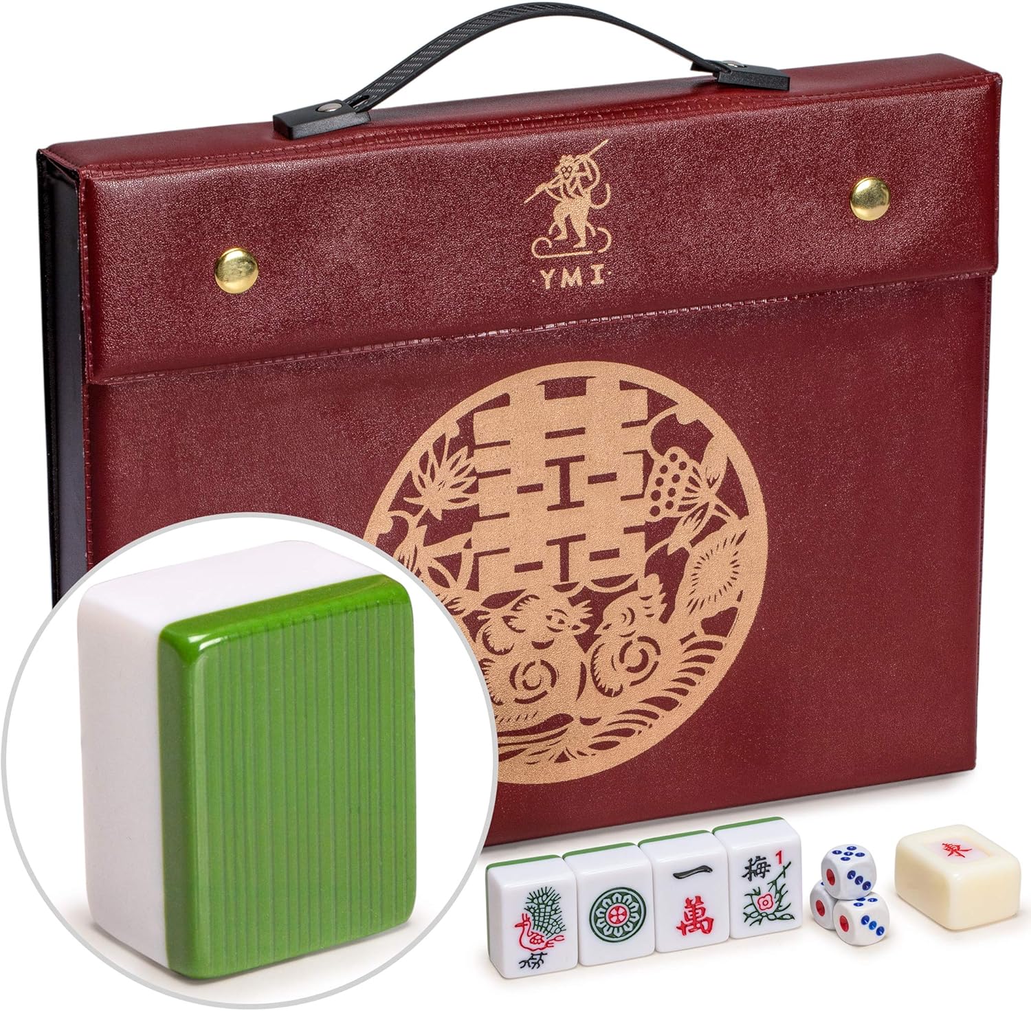 Juego de mahjong chino de Yellow Mountain Imports – Rouge Heritage – 146 fichas medianas, juego profesional para juego de estilo chino [ä¸å¼ éº»å°‡ å°ˆæ¥å¥—è£ ] 