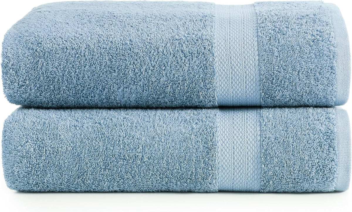 Toallas de Baño LANE LINEN 100% Algodon Ring Spun | Pack de 2 de 35x66 Pulgadas | Preencogidas, Gruesas y Absorbentes | Toallas Extra Grandes | Azul Cerulean