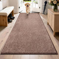 Felpudo PURRUGS de 80 x 180 cm, antideslizante, lavable a máquina, para entrada, para perro, para interior, superabsorbente, para zapatos y patas embarradas, color marrón-crema claro 