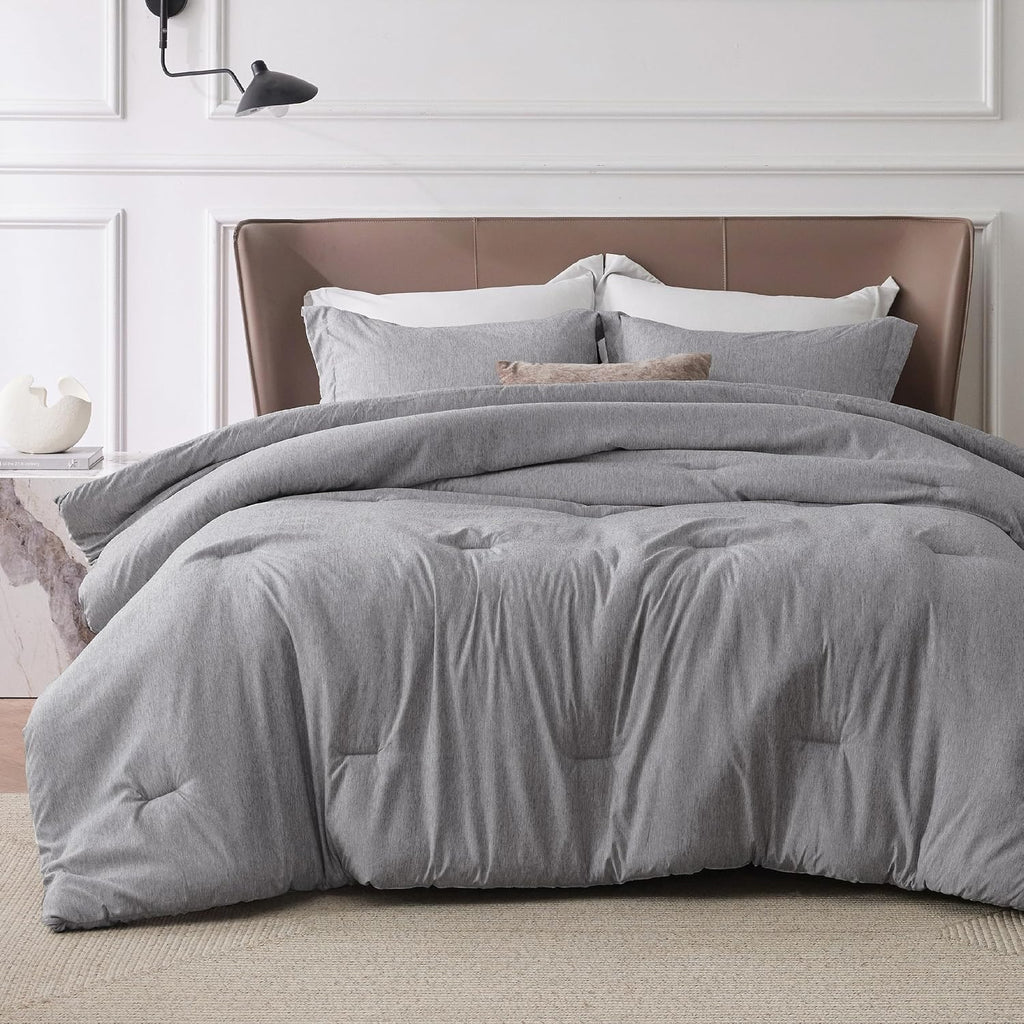 Juego de Edredón Bedsure Oversized Queen | Gris Oscuro Suave para Todas las Estaciones | Teñido Catiónico | 3 Piezas | Edredón 249x249 cm y 2 Fundas