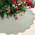 Falda de árbol de Navidad de 45 pulgadas, falda de árbol de Navidad con estampado floral a cuadros verdes vintage con borde festoneado, falda clásica de árbol de Navidad para fiesta de Navidad