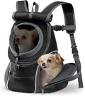 Mochila portaperros YUDODO con capota parasol, 2 salidas para la cabeza (frontal y lateral), transportín transpirable para perros pequeños, mochila ventilada para perros para senderismo al aire libre (versión mejorada: negra, L).