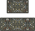 Alfombras de cocina AMM para suelo, acolchadas, antifatiga, con diseño botánico vintage verde y floral. Juego de 2 alfombras de cocina antideslizantes, impermeables y cómodas de espuma viscoelástica para oficina y lavadero.