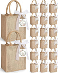 Hsei 20 Bolsas de Regalo de Yute con Asas | Lazo de Encaje y Etiquetas | 25x20x11 cm Reutilizables | Bodas Despedidas Fiestas en la Playa
