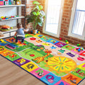 USADO-Alfombra Infantil B BENRON para Sala de Juegos y Habitacion | Tapete Educativo con Abecedario y Animales | Lavable, Antideslizante | 120x180 cm