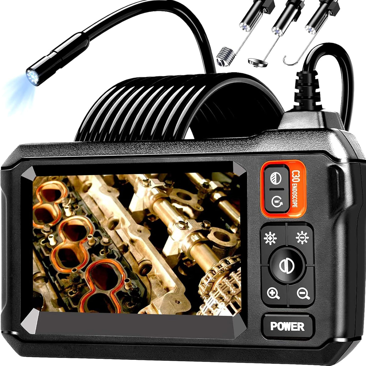 Cámara endoscópica Daxiongmao con luz, endoscopio HD 1080P, cámara tipo serpiente impermeable IP67. Ideal para inspeccionar paredes, conductos de ventilación, motores de automóviles y tuberías. Un excelente regalo para hombres (5 metros).