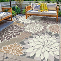 ⚠️ IMÁGENES DE REFERENCIA — VER FOTOS | Alfombra Exterior Lavable 5x8 Pies — Diseño Tropical Floral Multicolor, Chenille Impermeable, Para Patio y Sala (Taupe)