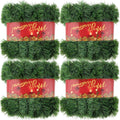4Pcs Total 200 Ft Green Christmas Garland Decorations, Christmas Artificial Pine Greenery Garland Outdoor Indoor Decor, Soft PVC Xmas Garland for Stairs Railing Window Christmas Holiday Decor