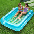 Flotador Bronceador Inflable SLOOSH 216 x 145 cm Extra Grande Adulto con Almohada - 4 en 1 Balsa Bronceador Cama Descanso Agua Azul Verde