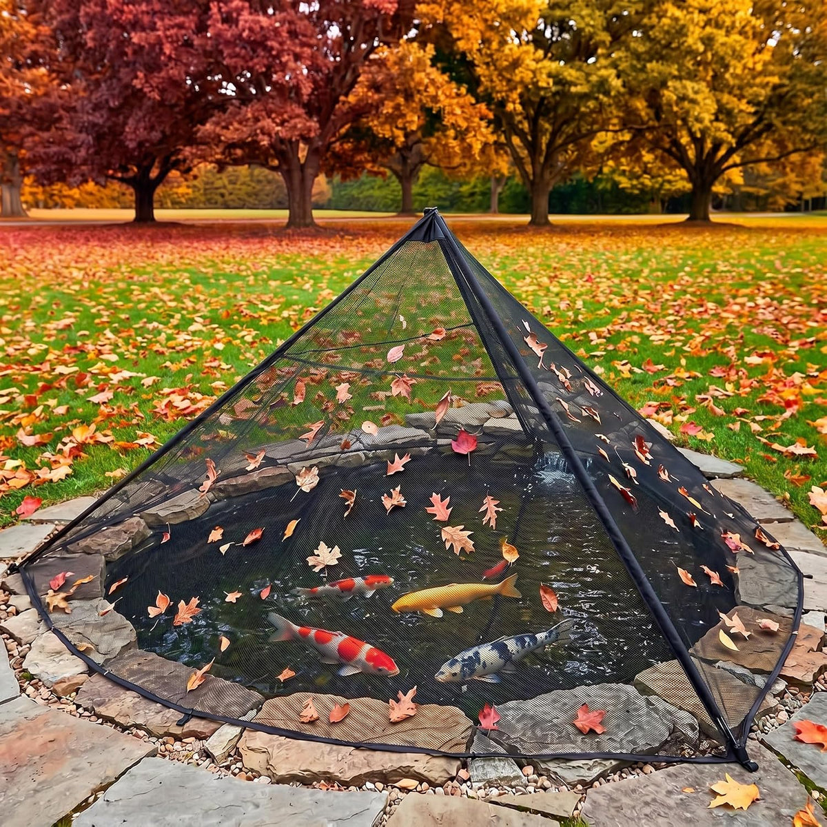 Yoojahow Cubierta de red tipo domo para estanque con marco, tienda de red exterior de 8x10 pies para estanques de koi, protege de hojas, pájaros y escombros, cubierta de cerramiento de jardín con cremallera con bolsa de almacenamiento