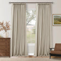 Cortinas Opacas TWODRAPES de 233 cm Pliegues Alfiler para Dormitorio Sala, Mezcla de Lino Beige Avena Opacidad 100% Cortinas para Puertas Corredizas, Modernas Cómodas Protección de Privacidad