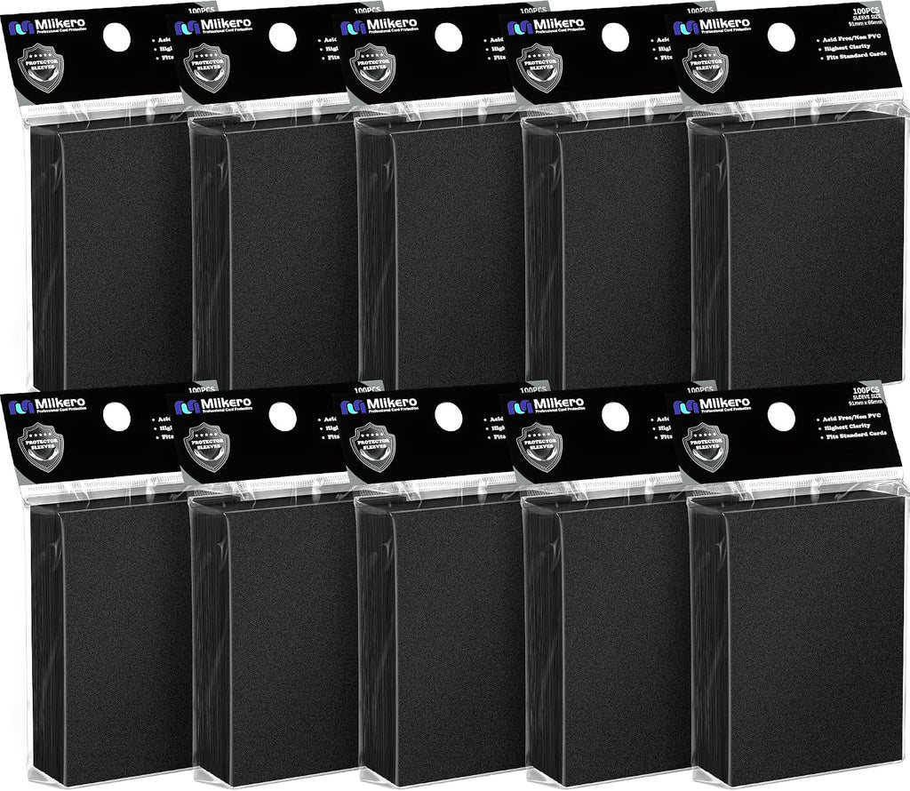 1000 fundas negras para cartas, fundas protectoras mate para cartas de mazo, fundas para cartas coleccionables, aptas para MTG, TCG y cartas deportivas.