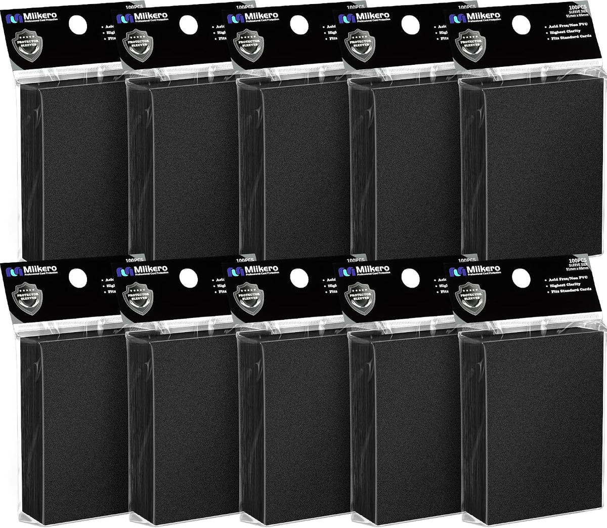 1000 fundas negras para cartas, fundas protectoras mate para cartas de mazo, fundas para cartas coleccionables, aptas para MTG, TCG y cartas deportivas.