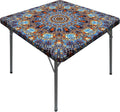 Mantel Cuadrado con Elastico Impermeable | Cubierta Ajustada para Mesa de Juego 86x86cm | Para Cocina y Patio, Azul