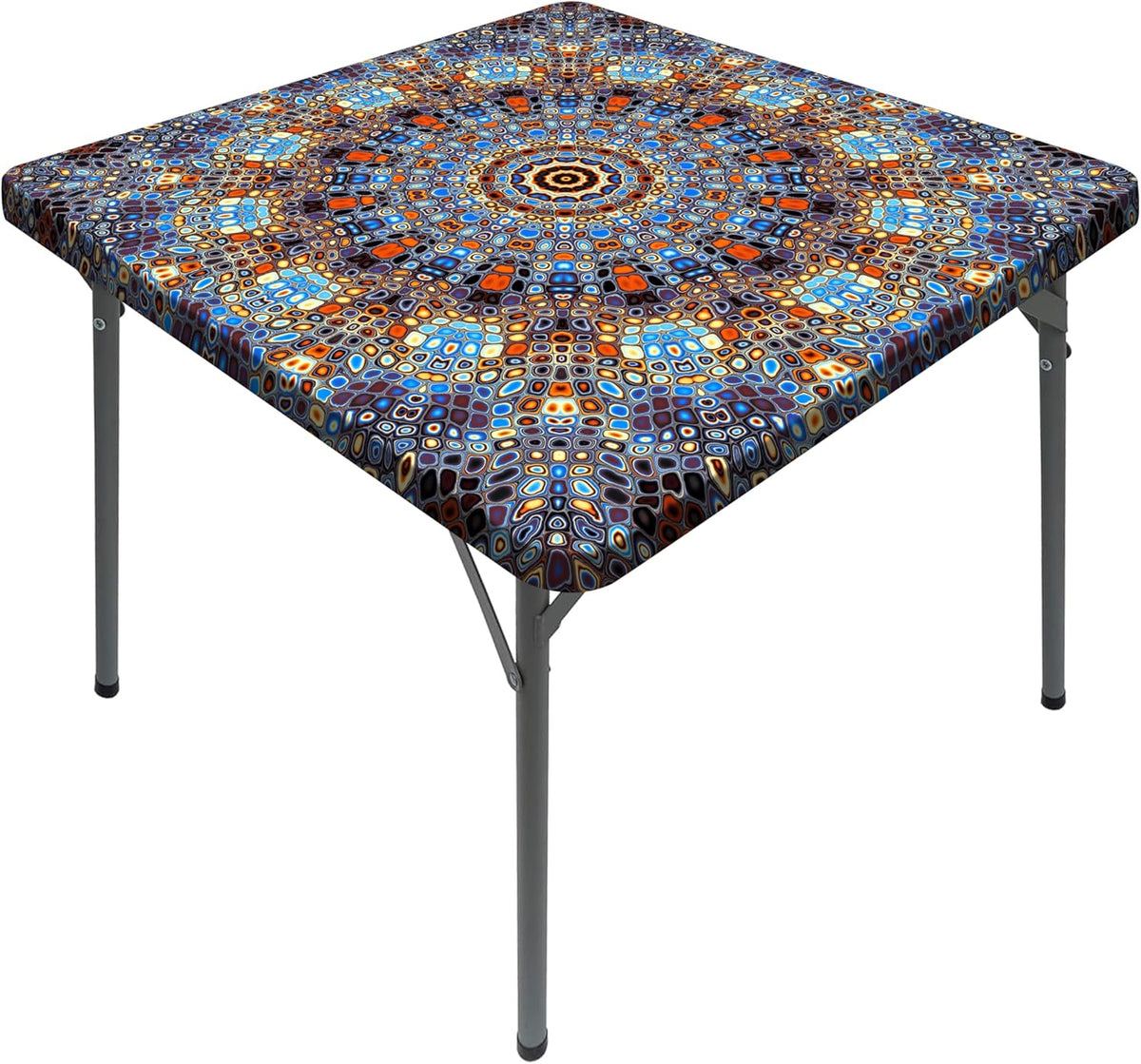 Mantel Cuadrado con Elastico Impermeable | Cubierta Ajustada para Mesa de Juego 86x86cm | Para Cocina y Patio, Azul