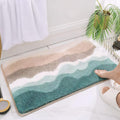 Microfiber Bathroom Rugs, Absorbent Soft Shaggy Carpet Floor Mats for Shower Tub Sink Toilet, Non-Slip Plush Carpet Floor Mats for Living Room Bedroom Kitchen ，Green，32 X 20 Inches